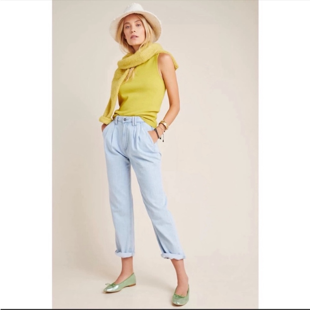 Anthropologie PAIGE Pleated Cuffed Trouser Slouchy Jean 25